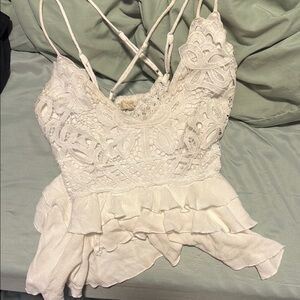 Elegant Lace White Women's Top